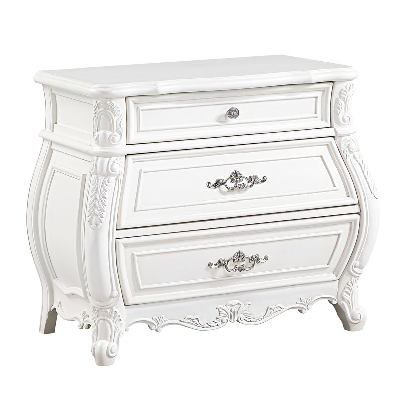 Table de chevet 3 tiroirs Lasiya - blanc