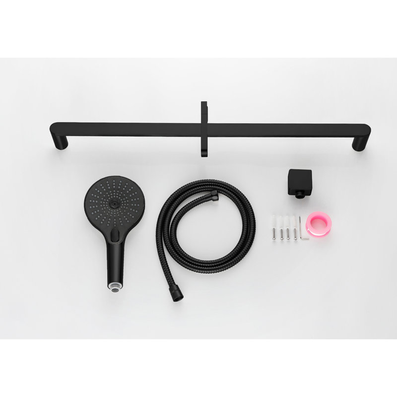 Douche à main noire matte avec boyau de 59 pouces et barre coulissante de 28 pouces, acier inoxydable, tête réglable pour une douche bar agréable, boyau, noir, bien nettoyé