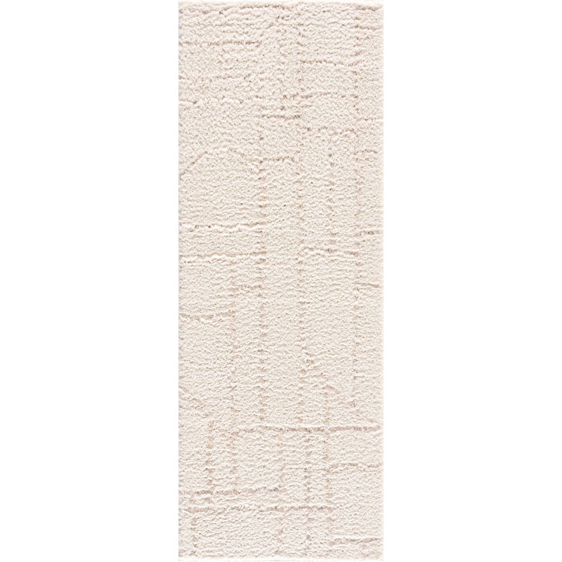 Tapis crème à motif abstrait Kamarin, Tapis de couloir 2 pi 7 po x 7 pi 3 po