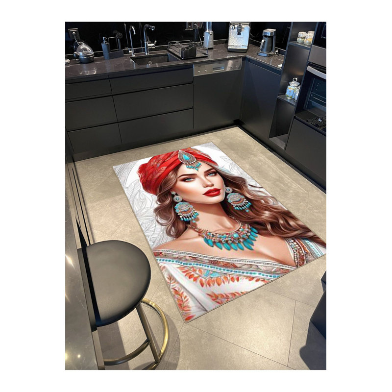 Tapis tissé à motif de fille lavable à la machine