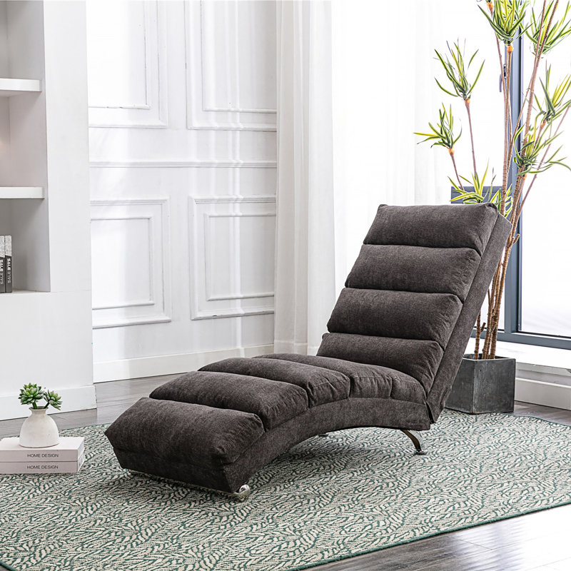 Méridienne de luxe rembourrée avec dossier inclinable de luxe, Gris foncé