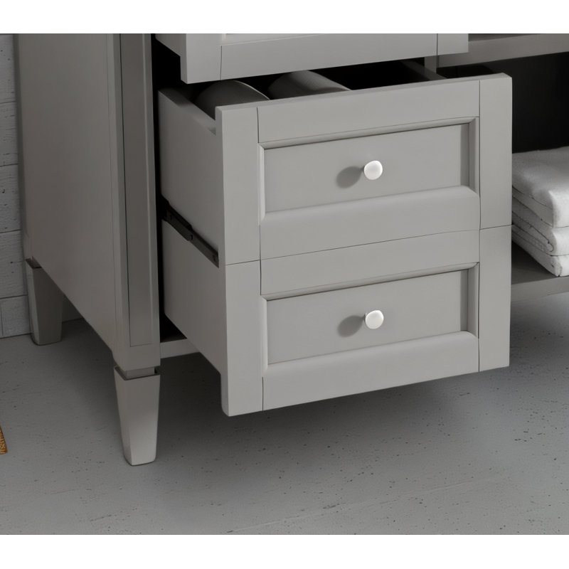 This Single Sink Bathroom Vanity With Overhead Sink Is Paired With A Modern Storage Cabinet With 2 Regular Drawers And 1 Pull-Out Drawer, Which Makes Efficient Use Of Space And Cleverly Combines Practicality And Beauty.