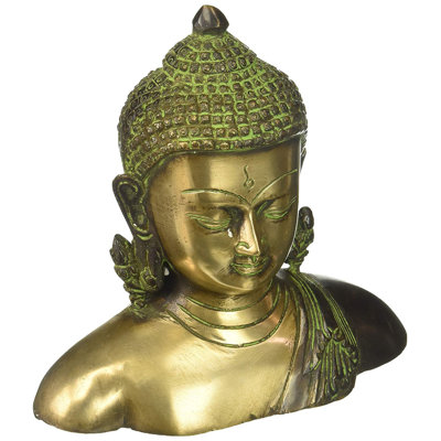 Statue de tête de bouddha en laiton, sculpture de table 6 po, décor spirituel asiatique traditionnel pour la méditation
