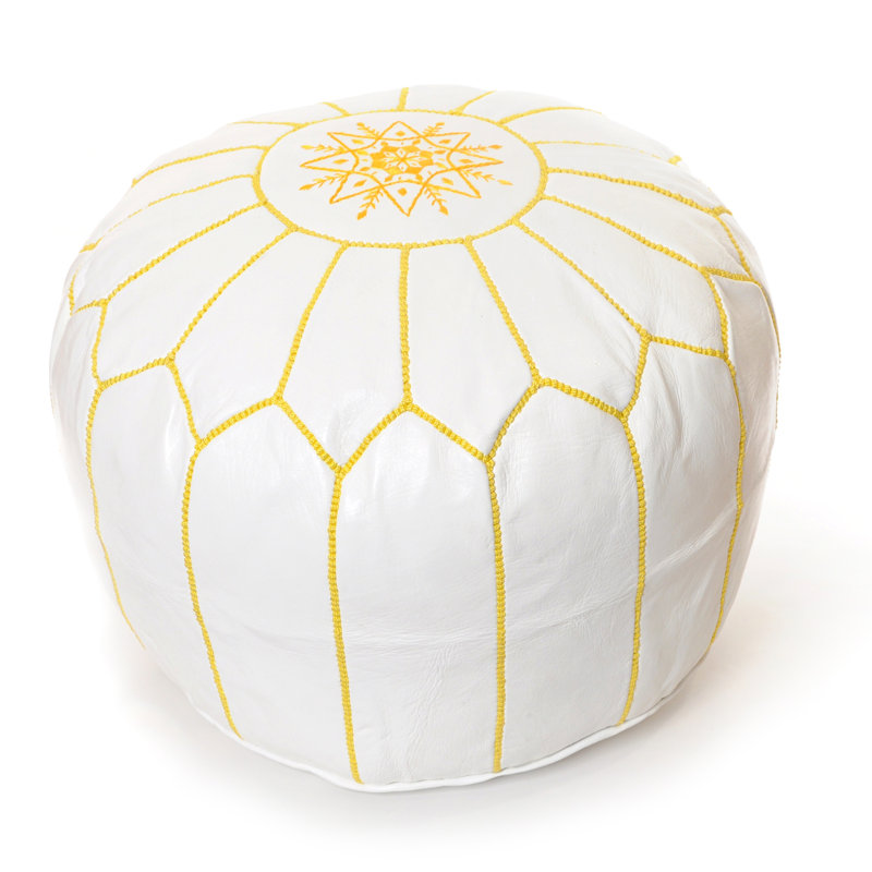 Leather Pouf, Yellow