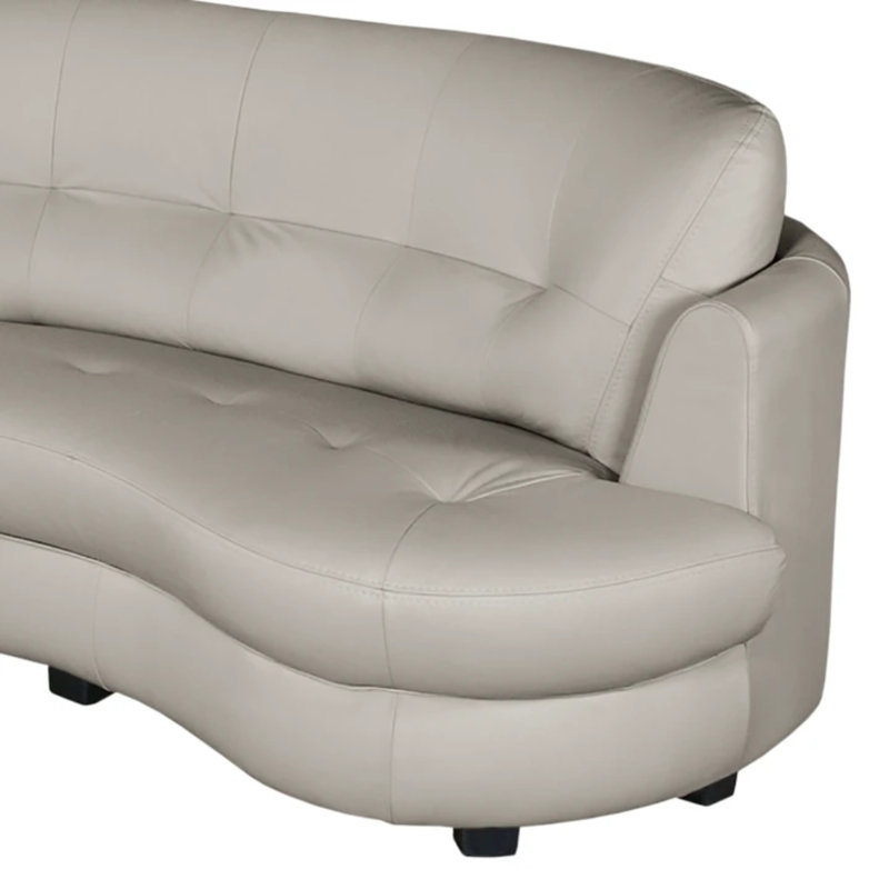 Maura Genuine Leather Curved Corner Sofa , Left Hand Facing, Light Grey
