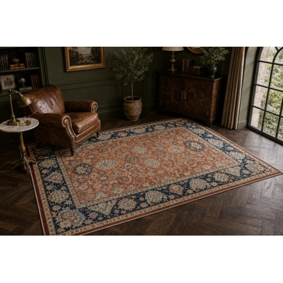 Tapis traditionnel en laine rouille noué à la main Oushak
