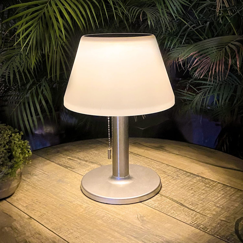 11.02'' Solar Table Lamp Outdoor Indoor - 3 Lighting Modes, Eye-Caring LED Waterproof Cordless Solar Desk Lamp With Pull Chain