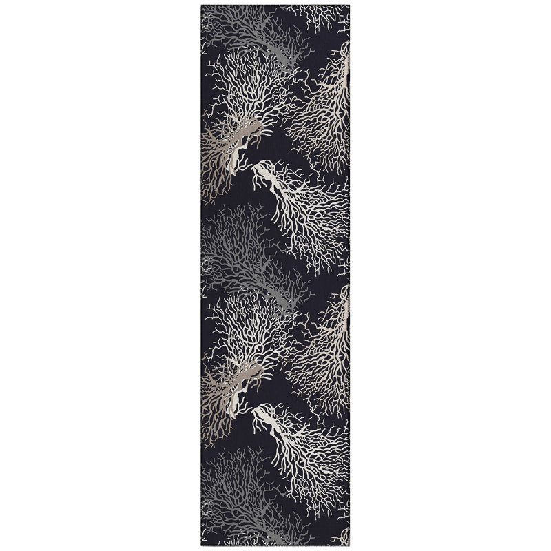 Narang Washable Floral Indoor / Outdoor Rug, Runner 2'3" x 7'6"