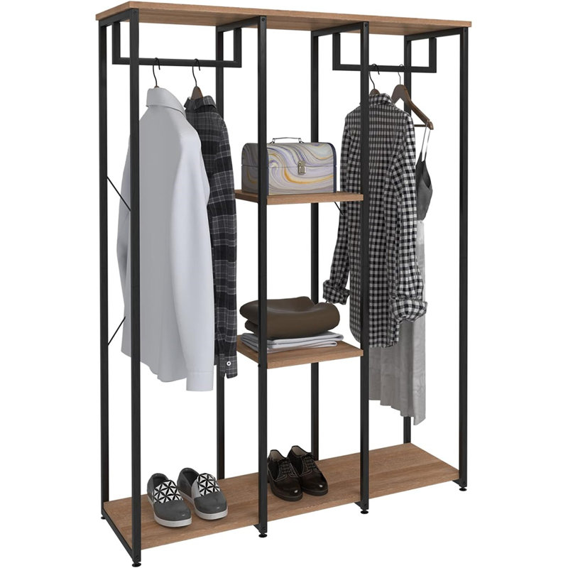 Maier 120cm Clothing Rack, Black/Light Oak