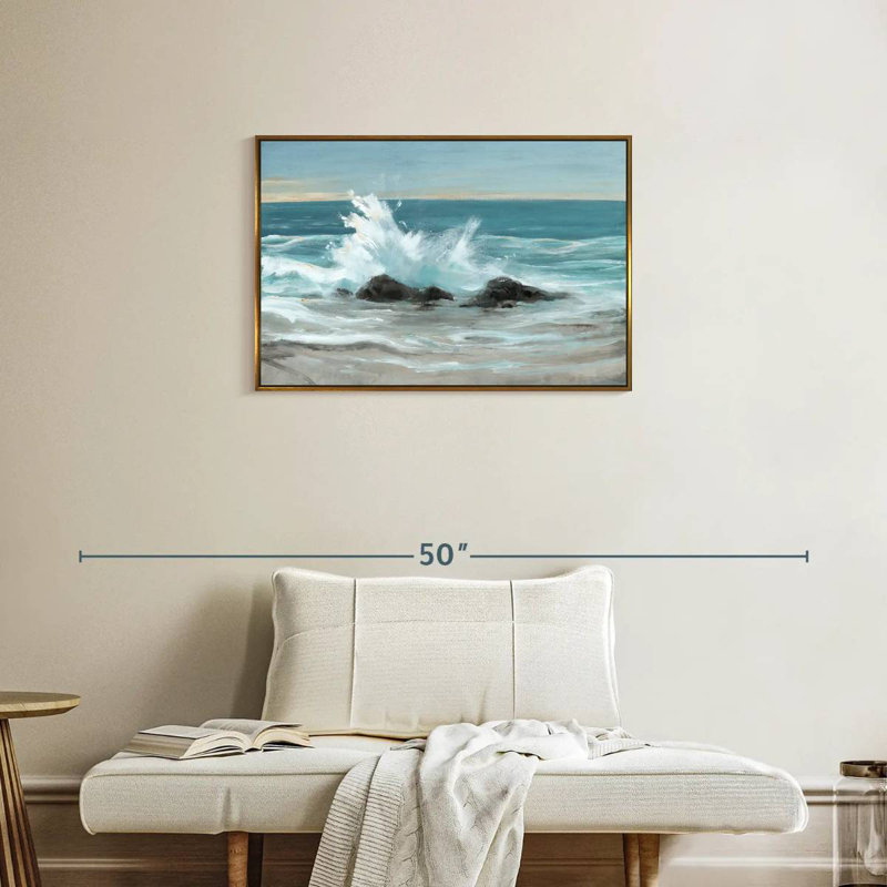Crashing Wave II, Cadre flottant doré, 31 po x 21 po