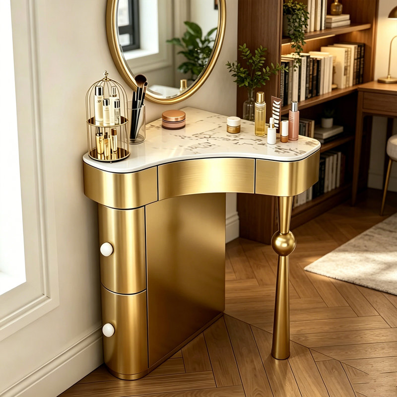Petit meuble-lavabo de coin noir de luxe avec plateau en pierre frittée, Noir, noir, noir, noir