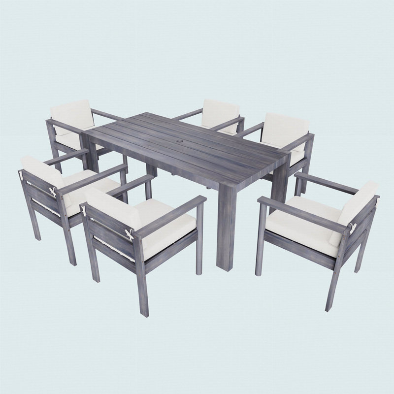 Ensemble de salle à manger d'extérieur extensible pour 6 personnes avec coussins Maltby, Gris