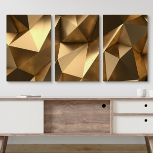 3 Pieces Modern Geometric Abstract Wall Decor Set Canvas Painting with  Frame Living Room