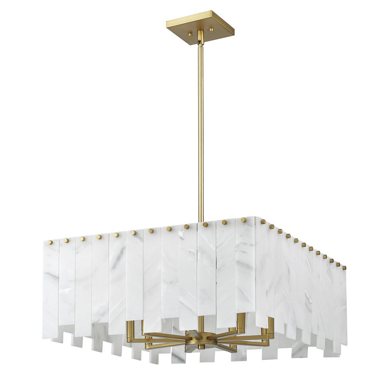 Luminaire suspendu rectangulaire 8 lumières, Laiton frotté
