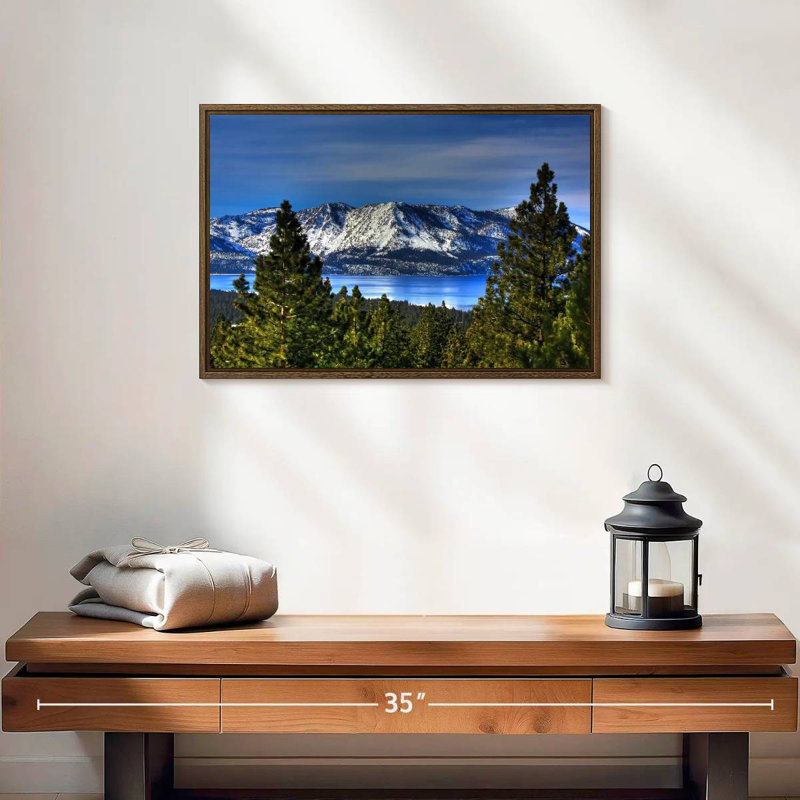Lac Tahoe, Sierra, 19 po x 13 po, Cadre flottant noyer