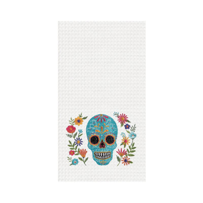 Serviette Aqua Sugar Skull & Flowers
