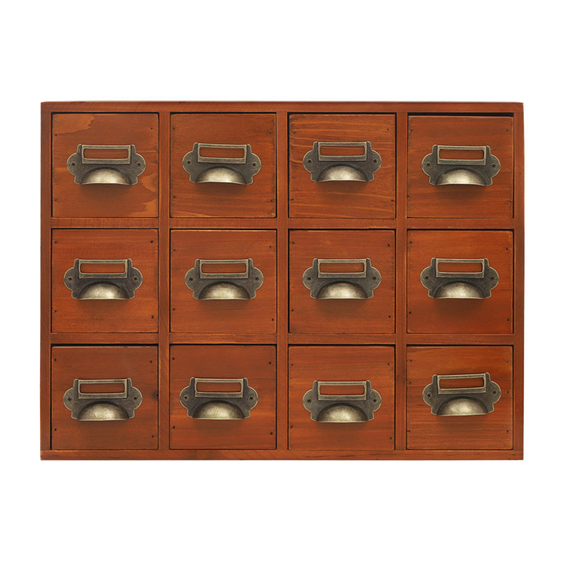 Rangement de bureau 12 tiroirs empilable en bois, Brun