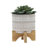 Carved Ceramic Outdoor Planter on Stand for Indoor Home Decor - Modern Flower Pot Tabletop Accent Planter for Living Room or Office-1166807721-1110457960