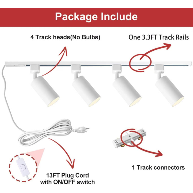Plug In Track Lighting With Power Cord, White
