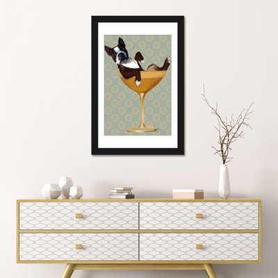 " Boston Terrier In Cocktail Glass " by Fab Funky