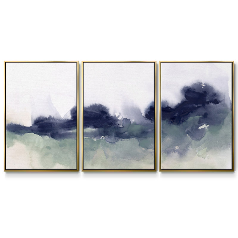 Lake Fog II - Toile encadrée multi-pièces, Or, H 40 po x l 78 po x P 2 po