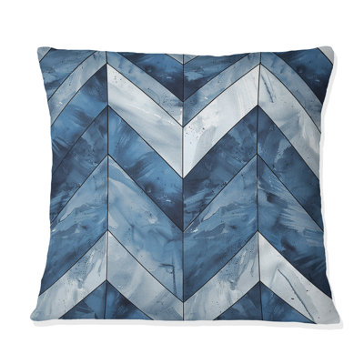 Blue Chevron Glam V - Coussin décoratif transitionnel