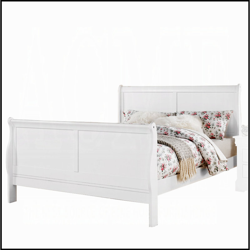 Lit blanc avec un design élégant et une structure robuste pour un sommeil confortable et élégant, Grand lit