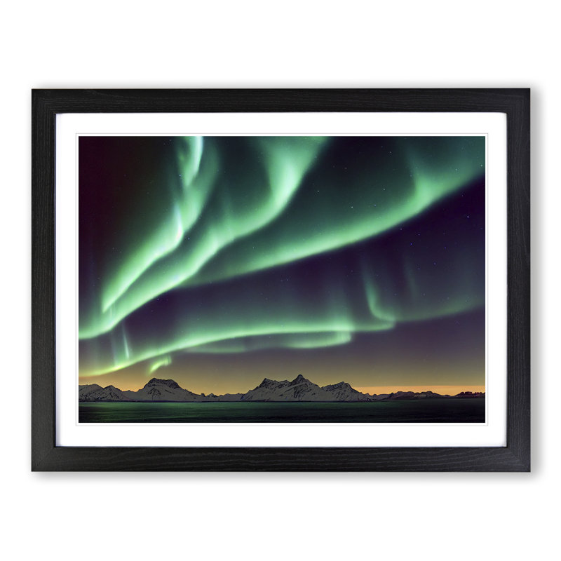 Fancy Northern Lights - Single Picture Frame Print, Black Framed, 25cm H x 34cm W x 2cm D
