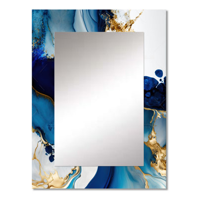 Virgile Abstract Marble Geode Blue I - Marble Decorative Wall Mirror, Modern Mirror, Printed Metal Art