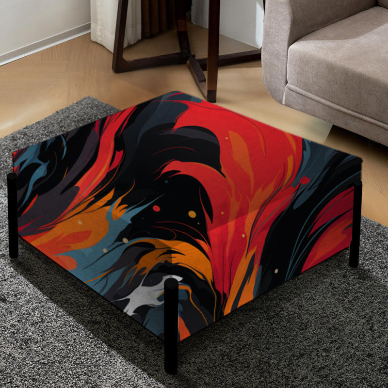 Poupart Bold Brush Frenzy - Grand repose-pieds carré abstrait