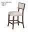Tabouret à hauteur de comptoir 2 pièces de style contemporain avec siège et dossier rembourrés en noyer foncé et finition gris clair