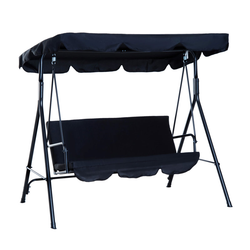 Balancelle d'extérieur 3 places avec coussin amovible, Noir