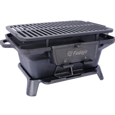 100% Heavy-duty Cast Iron Charcoal Grill - Portable, With Temperature Control Vent For Outdoor Use Compact Cooking , Scratch-, Picnics And Camping