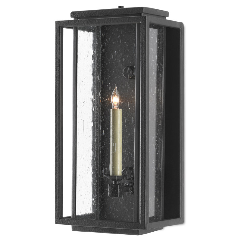 Applique murale d'extérieur en verre martelé noir H 19,5 po Wright