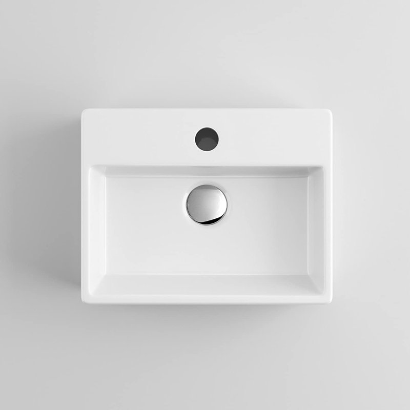 iBathUK Aventa Wall Hung Modern Square Ceramic Cloakroom Basin, Durable and Stylish Ceramic Wash Basin, White 