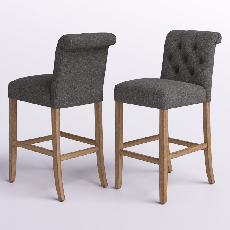 Tabouret Alsadig, Gris foncé, Tabouret de bar (siège d'une hauteur de 30,75 po), Naturel légèrement patiné