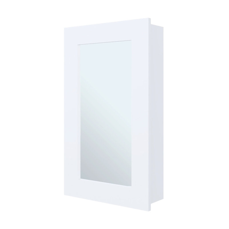 Armoire de salle de bain moderne blanche avec miroir et trois tablettes pratiques à utiliser, avec 3 rangements intérieurs