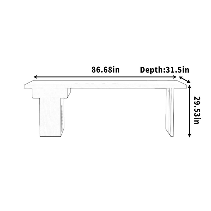 Bureau d'ordinateur Beehler, H 29,53 po x l 82,68 po x P 31,5 po, Brun