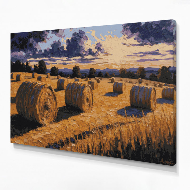 «Farm Hay Bales», art mural sur toile mauve, H 11 po x l 14 po