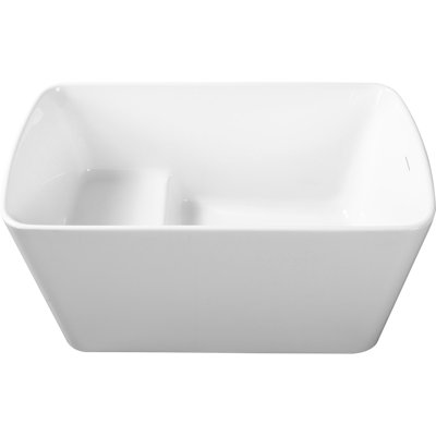 Square - Shape 49'' Glossy Acrylic Freestanding Tub, Drain, Comfortable Seated Soaking, 55 Gallons Capacity, Overflow, Capacity