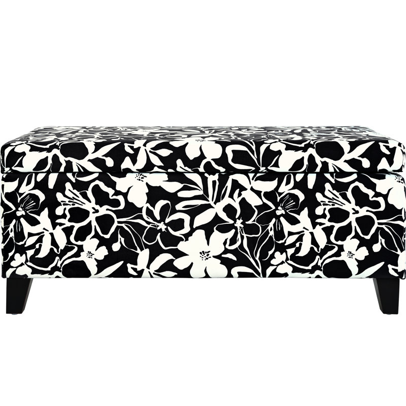 Floral fonctionnel pour toute pièce, avec coussins de compartiments cachés - floral noir, 37,88 po de profondeur, 19,02 de largeur, 16,78 de hauteur, charnières douces et polyvalentes, idéal pour la décoration intérieure