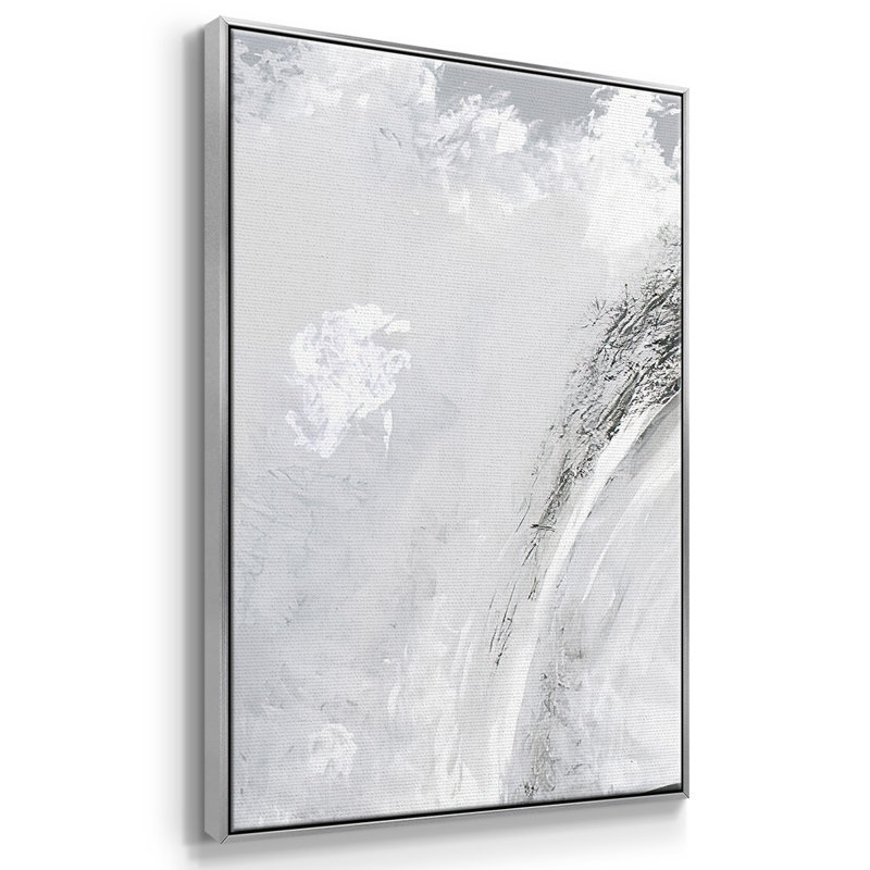 3 vagues noires et blanches IV, H 40 po x l 78 po, Encadrement argenté