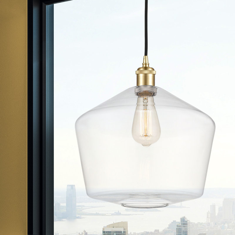 Luminaire suspendu simple à 1 lumière Gabbie, Or satiné