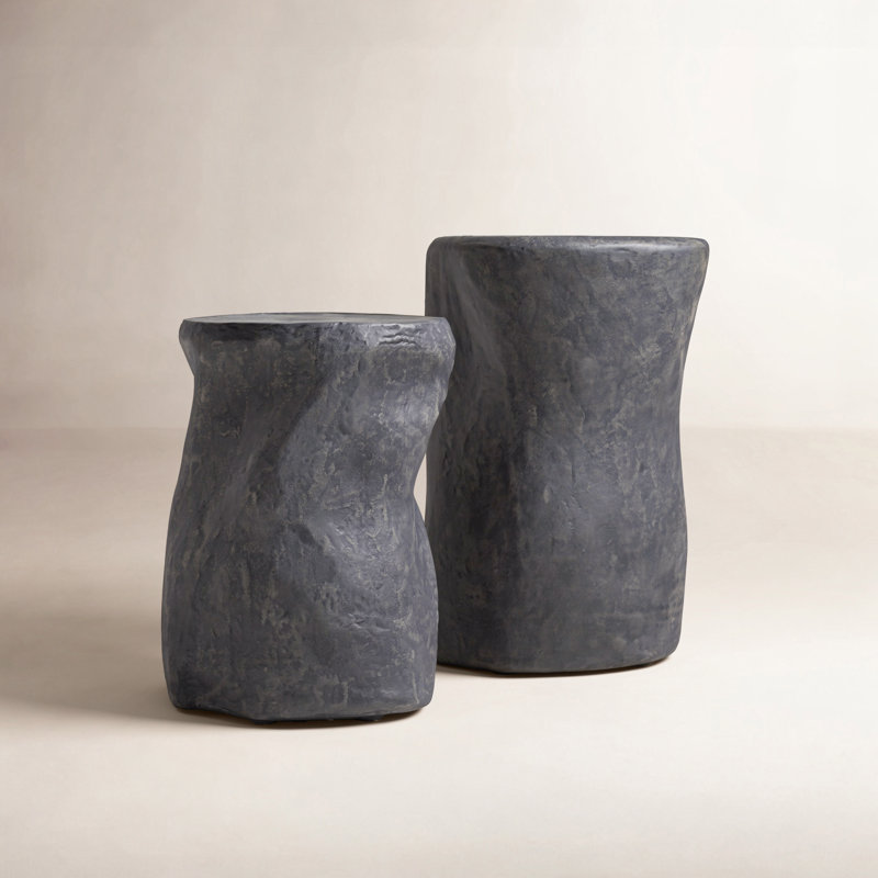 Ivan End Table Set-Textured Black Concrete