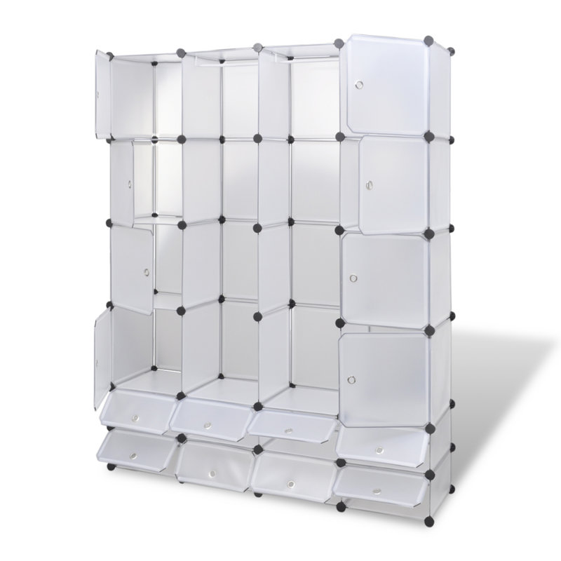 Modular Cabinet with Compartment Storage Cabinet Clothes Organizer, White