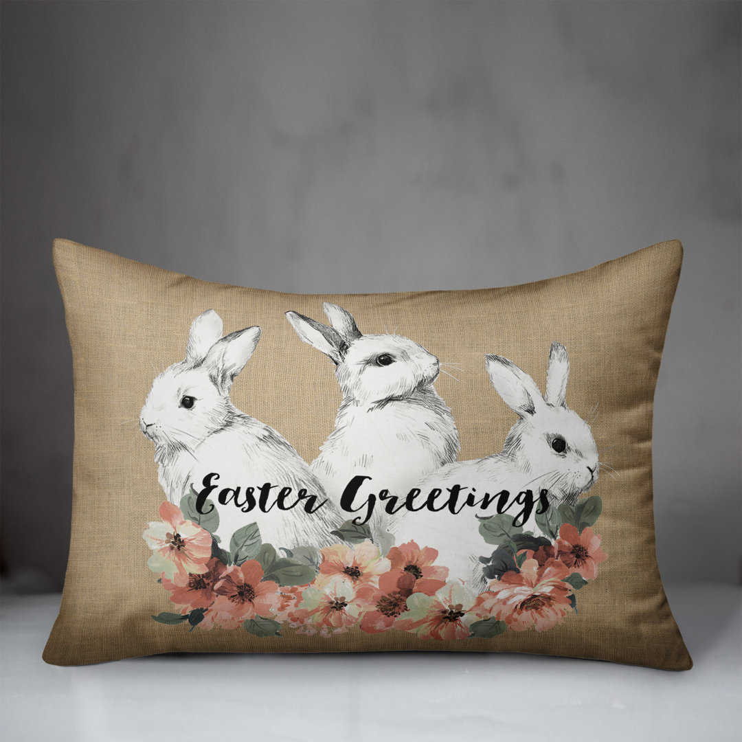  Sketched Bunnies Rectangular Pillow Cover & Insert Designs Direct Creative Group