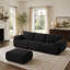 Canapé moderne en nuage en chenille à trois places avec dossier ergonomique en corne et coussins en mousse haute densité