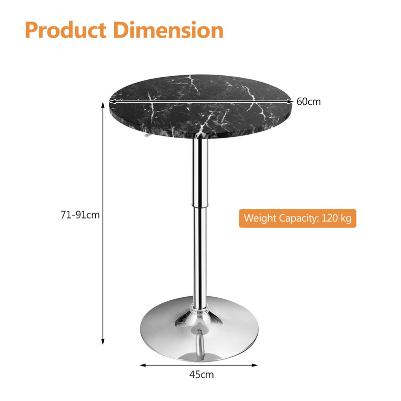 Round Metal Base Dining Table, Black