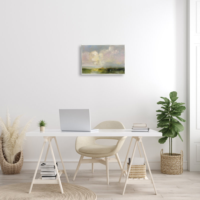 Az-797-Peinture abstraite de nuages en bois, H 13 po x l 19 po x P 0,5 po