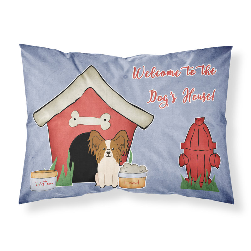 Taie d’oreiller chien house, Papillon fauve blanc